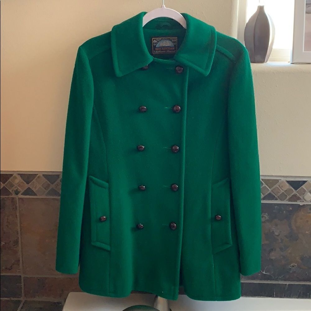 Mackintosh authentic 100% wool green pea coat.